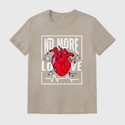 Футболка хлопковая мужская Больше никакой любви в сердце, цвет: миндальный