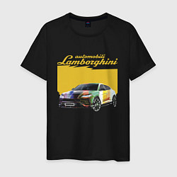 Футболка хлопковая мужская Lamborghini Urus - Italy, цвет: черный