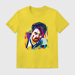 Футболка хлопковая мужская Портрет Джонни Деппа полигональный, цвет: желтый