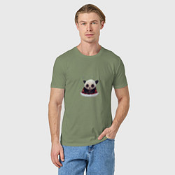 Футболка хлопковая мужская Понурый панда, цвет: авокадо — фото 2