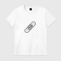 Футболка хлопковая мужская Пластырь Im ok, цвет: белый