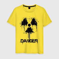 Футболка хлопковая мужская Danger radiation symbol, цвет: желтый