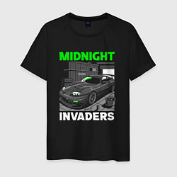 Футболка хлопковая мужская Midnight inviders - Toyota Supra, цвет: черный