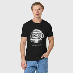 Футболка хлопковая мужская Астро кот, цвет: черный — фото 2