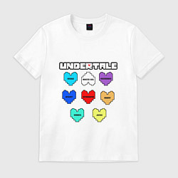 Футболка хлопковая мужская Undertale - души 8 людей, цвет: белый