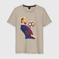 Футболка хлопковая мужская Messi Barcelona, цвет: миндальный