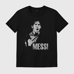 Футболка хлопковая мужская Leo Messi scream, цвет: черный