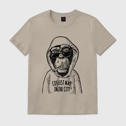 Футболка хлопковая мужская Monkey hipster, цвет: миндальный