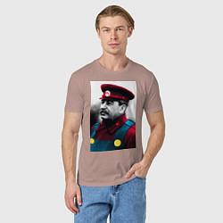 Футболка хлопковая мужская Иосиф Виссарионович Сталин - memes Mario, цвет: пыльно-розовый — фото 2