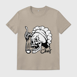 Футболка хлопковая мужская Chef skull, цвет: миндальный