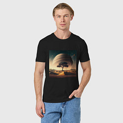 Футболка хлопковая мужская Дерево на марсе и сатурн, цвет: черный — фото 2