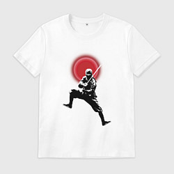 Футболка хлопковая мужская Ниндзя в бою, цвет: белый