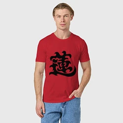 Футболка хлопковая мужская Японский иероглиф - Лотос, цвет: красный — фото 2