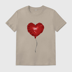 Футболка хлопковая мужская Красный шарик в виде сердечка, цвет: миндальный