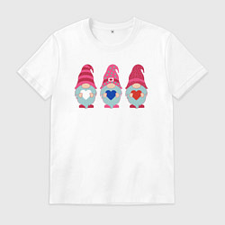 Футболка хлопковая мужская Гномы триколор, цвет: белый