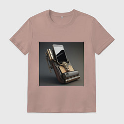 Футболка хлопковая мужская Ретро мобила, цвет: пыльно-розовый