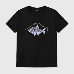 Футболка хлопковая мужская Про рыбаков, цвет: черный