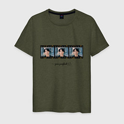 Футболка хлопковая мужская Jungkook BTS, цвет: меланж-хаки
