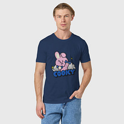 Футболка хлопковая мужская Cooky BT21 Jungkook, цвет: тёмно-синий — фото 2