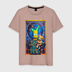 Футболка хлопковая мужская Bart Simpson and cats - нейросеть - плакат, цвет: пыльно-розовый