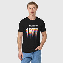 Футболка хлопковая мужская Made in 1977 liquid art, цвет: черный — фото 2