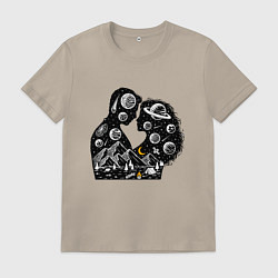 Футболка хлопковая мужская Влюбленная парочка, цвет: миндальный