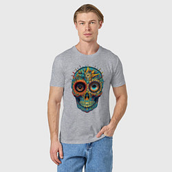Футболка хлопковая мужская Mexican skull, цвет: меланж — фото 2