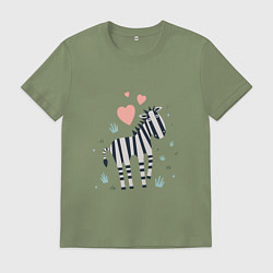 Футболка хлопковая мужская Влюбленная зебра, цвет: авокадо