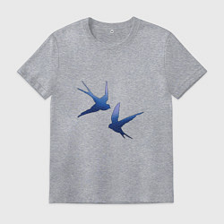 Футболка хлопковая мужская Пара ласточек, цвет: меланж