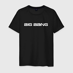 Футболка хлопковая мужская Big bang белый логотип, цвет: черный