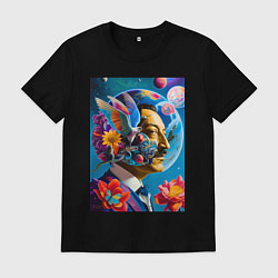 Футболка хлопковая мужская Профиль Сальвадор Дали, цвет: черный