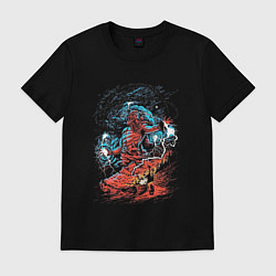 Футболка хлопковая мужская Перун славянский бог громовержец, цвет: черный