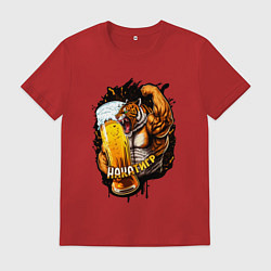 Футболка хлопковая мужская Накатигр с кружкой, цвет: красный