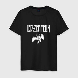 Футболка хлопковая мужская Led Zeppelin падший ангел, цвет: черный