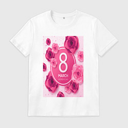 Футболка хлопковая мужская Цветочная тема, цвет: белый