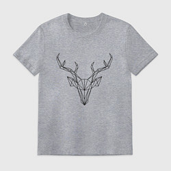 Мужская футболка Черная полигональная голова оленя