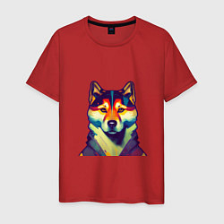Футболка хлопковая мужская Shibu inu dog, цвет: красный