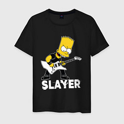 Футболка хлопковая мужская Slayer Барт Симпсон рокер, цвет: черный