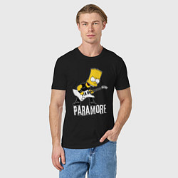 Футболка хлопковая мужская Paramore Барт Симпсон рокер, цвет: черный — фото 2