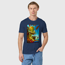 Футболка хлопковая мужская Imitating Salvador Dali - neural network - surreal, цвет: тёмно-синий — фото 2
