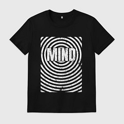 Футболка хлопковая мужская Mind надпись посреди круглой ряби, цвет: черный