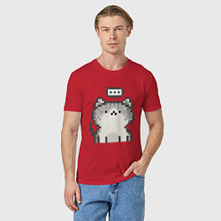 Футболка хлопковая мужская Pixel Cat V1, цвет: красный — фото 2