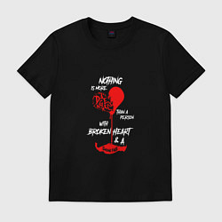 Футболка хлопковая мужская Nothing is more than a person with broken heart sm, цвет: черный