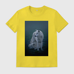 Футболка хлопковая мужская Арктические волки, цвет: желтый