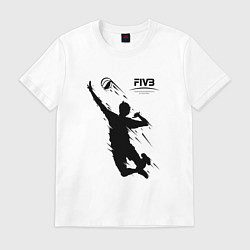 Футболка хлопковая мужская FIVB - международная федерация волейбола, цвет: белый