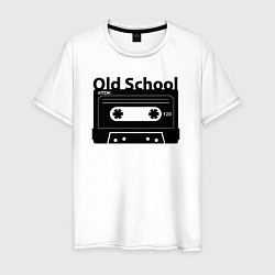 Футболка хлопковая мужская Old school music, цвет: белый
