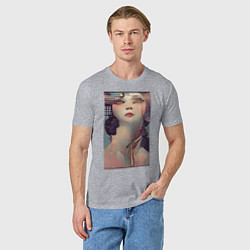 Футболка хлопковая мужская Психоделическая леди, цвет: меланж — фото 2