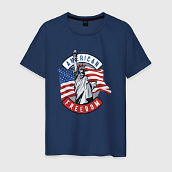 Футболка хлопковая мужская American freedom, цвет: тёмно-синий