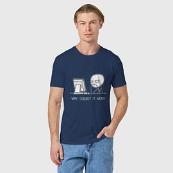 Футболка хлопковая мужская Why doesnt it work, цвет: тёмно-синий — фото 2