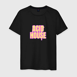 Футболка хлопковая мужская Acid house стекающие буквы, цвет: черный
